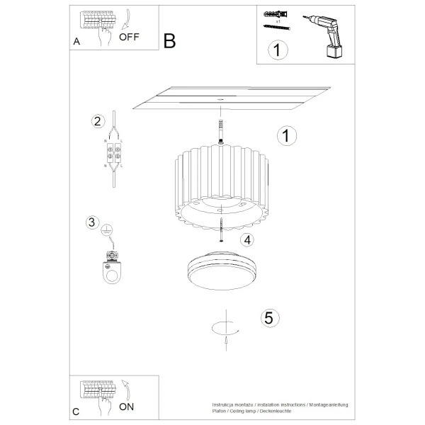 Ryflowana lampa sufitowa AURA SL.1787 tubka metalowa czarna