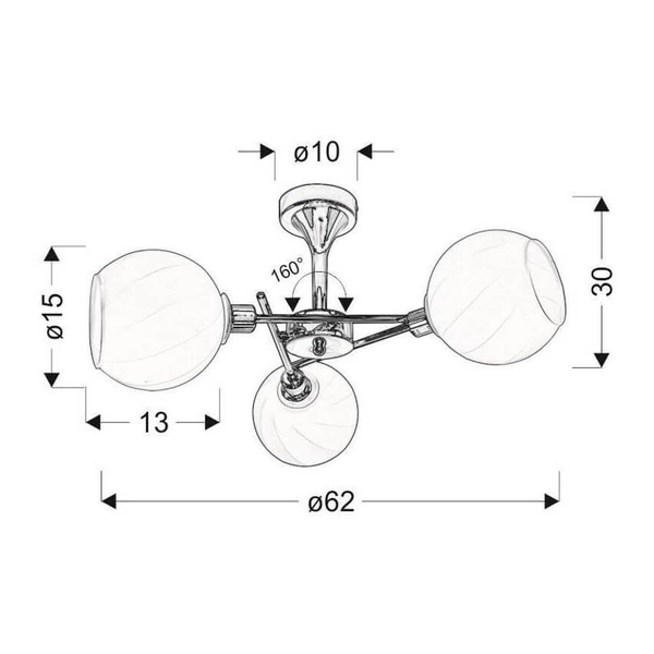 Pokojowa lampa sufitowa Raul 33-72221 kule chrom biała