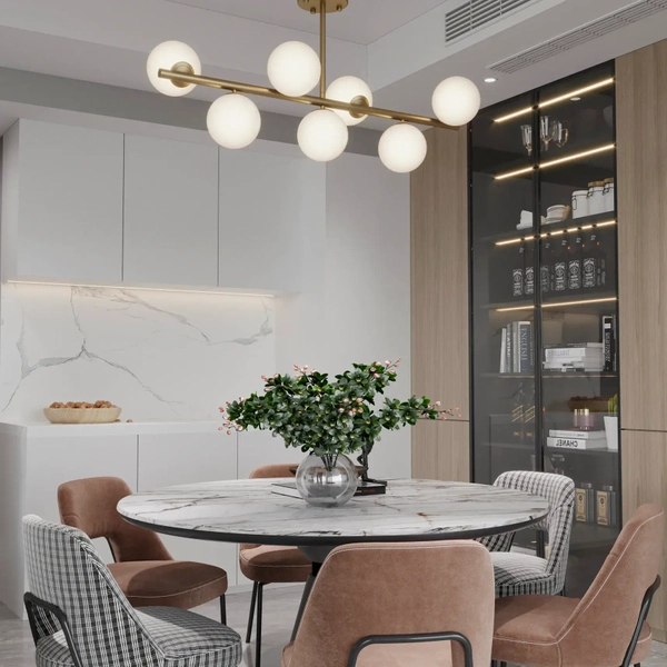 Kulista lampa sufitowa Bolti PLC0104-GD Yaskr nad stół biała złota