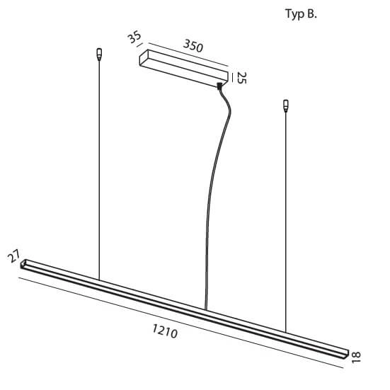 Zwis liniowy salonowy Slima 5122B03103-11 Elkim LED 24W 3000K czarny