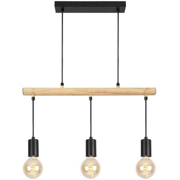 Lampa wisząca IZZY 33-78063 loftowa metalowy zwis hygge  czarny drewno