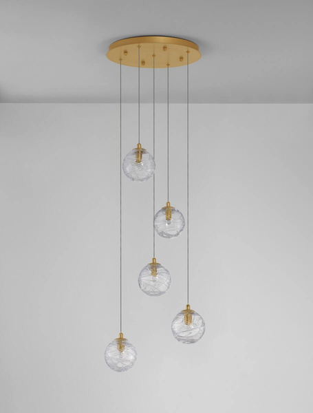 Salonowa lampa wisząca CABRAL LE42903 balls crystal złota