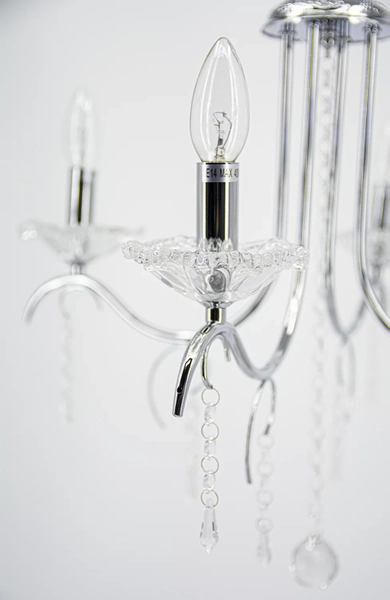 Pałacowy żyrandol świecznikowy 1870/4 8C z kryształkami chrom