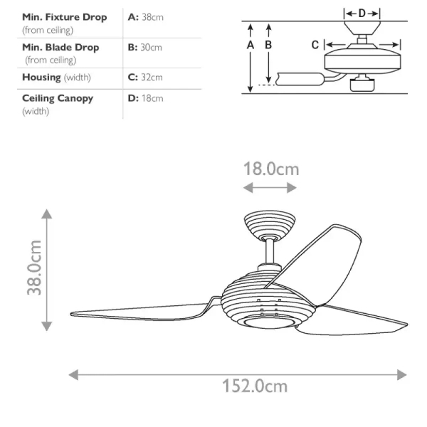 Lampowentylator Voya nikiel KLF-VOYA-60-BS 16W 3000K ze ściemniaczem