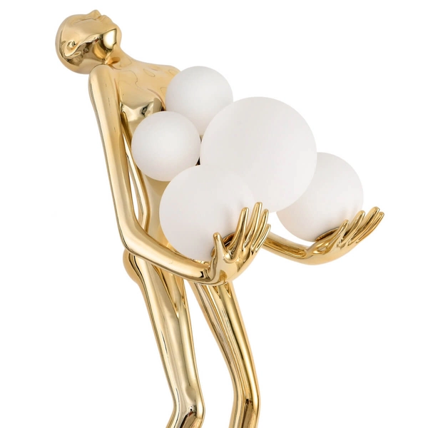 Dekoracyjna lampa podłogowa WOMAN F9312 gold designerska kula złoty biały