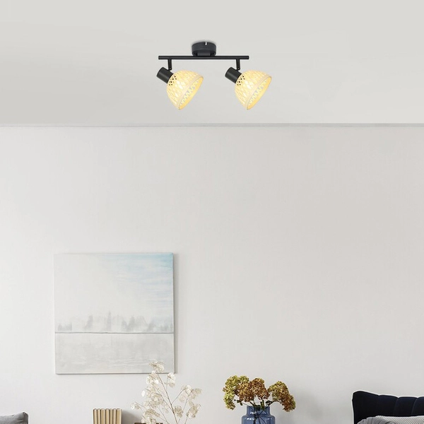 Ażurowa lampa reflektorowa Rattan 3134 plafon do przedpokoju brązowy