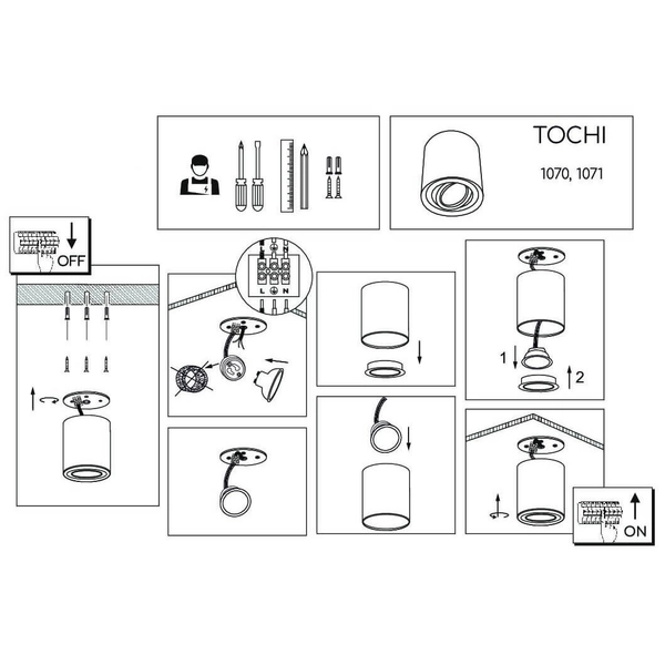 Ruchoma lampa sufitowa Tochi 1070 Brosline tuba downlight czarna