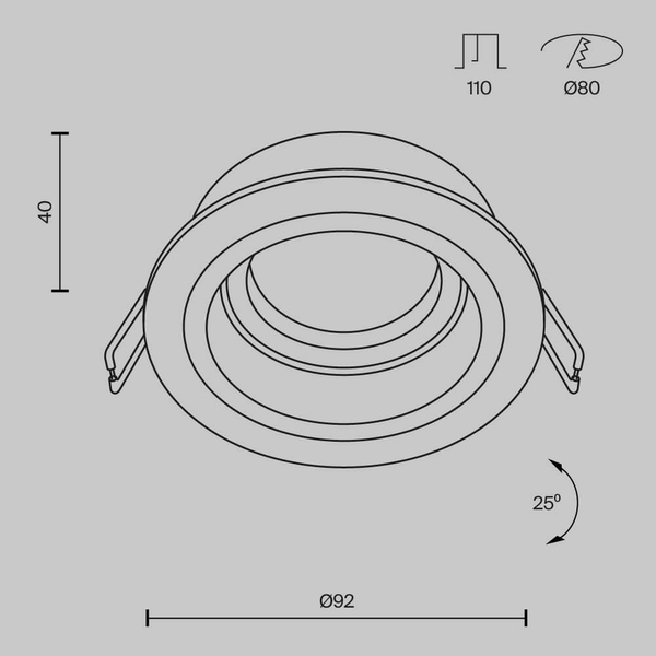 Wpuszczana lampa przysufitowa Atom DL025-2-01B czarny