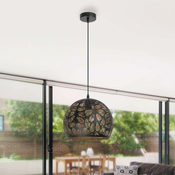 LAMPA wisząca MANORCA 2276 Rabalux orientalna OPRAWA zwis kula ball liście czarny złoty