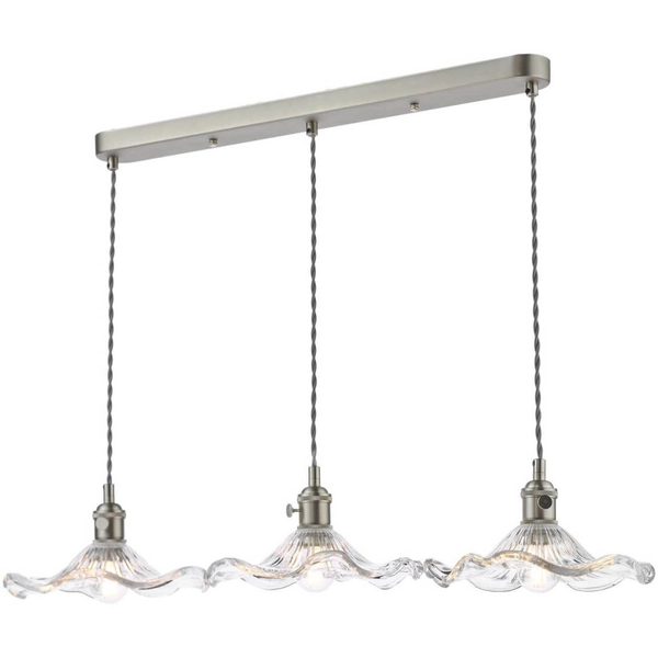 Wisząca lampa szklana Hadano HAD3661-12 falista chrom przezroczysty