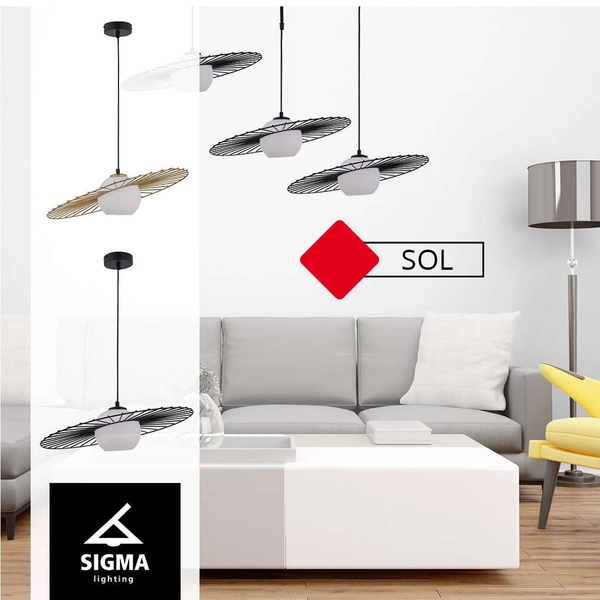 LAMPA wisząca SOL 32038 Sigma metalowa OPRAWA druciana ZWIS modernistyczny szklana kula ball czarna biała