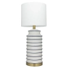 Lampka stołowa Coastal T01026BR-WH paski waza ceramiczna biały mosiądz