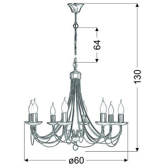 Wisząca lampa pałacowa MUZA 38-69187 metalowa zwis na łańcuchu patyna