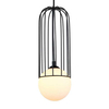 LAMPA wisząca SIMON MDM-3938/1 BK Italux druciana OPRAWA metalowa ZWIS szklana kula ball klatka loft czarna