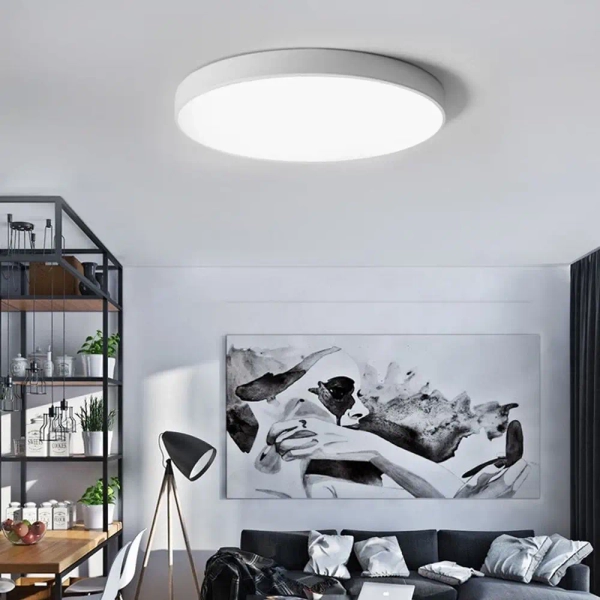 Okrągły plafon do salonu Abigali-MD1001-30-BW-W LED 20W 3000K biały