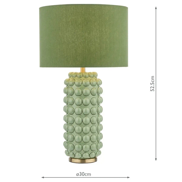 Tkaninowa lampa stołowa Etzel ETZ4224 ceramiczna zielona mosiądz