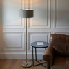 Salonowa lampa podłogowa Highclere 112570 z abażurem brązowa nikiel