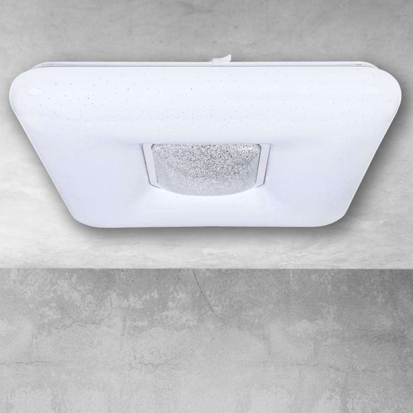 Plafon LAMPA sufitowa YAX ML4402 Milagro kwadratowa OPRAWA glamour LED 24W 3000K – 6000K z efektem gwiazd biała chrom