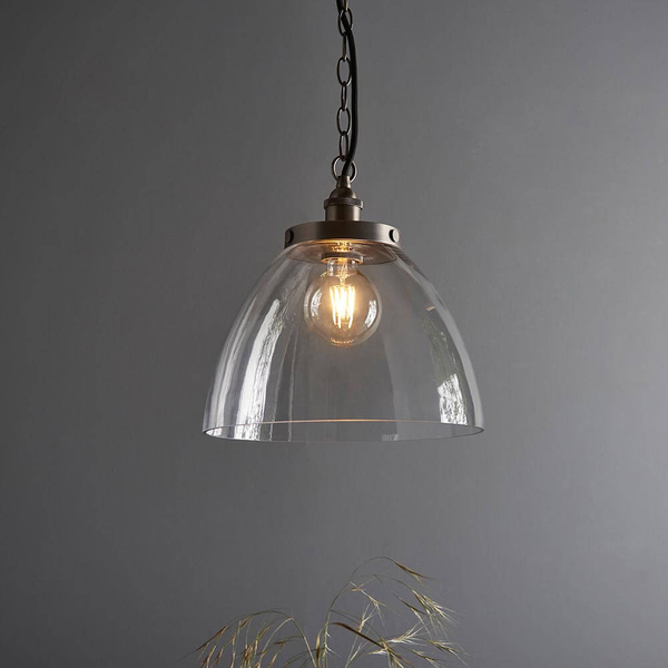 Szklana lampa wisząca Hansen Grand 106896 na łańcuchu srebrna przezroczysta