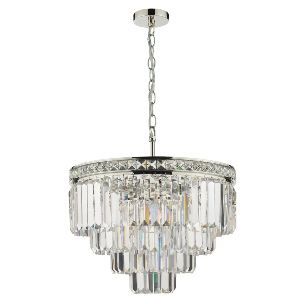 Glamour wisząca lampa Vyana VYA0432 kryształowa do salonu nikiel