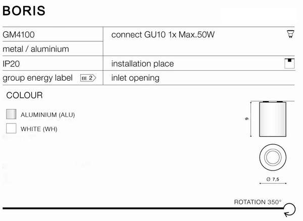 Spot LAMPA sufitowa GM4108 WH natynkowa OPRAWA halogenowa DOWNLIGHT biały