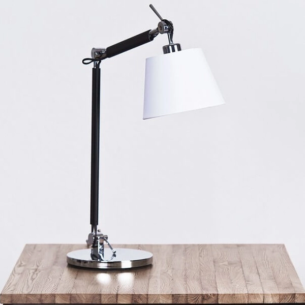 Gabinetowa lampa stojąca Zyta AZ1848+AZ2599 Azzardo z abażurem czarna biała