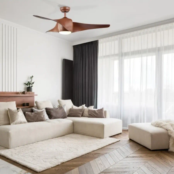 Drewniany wentylator sufitowy 20256 LED 15W 3000-6000K brązowy