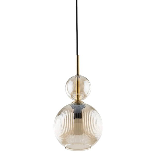 Glamour zwisająca lampa Sophia Cognac 11040 ryflowana brązowy