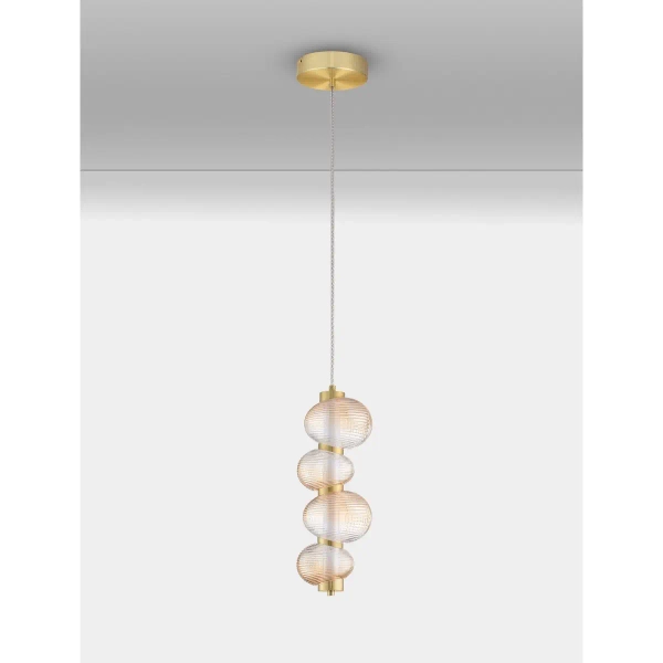 Szklana lampa wisząca TANVERA LE45204 LED 15W 3000K złota