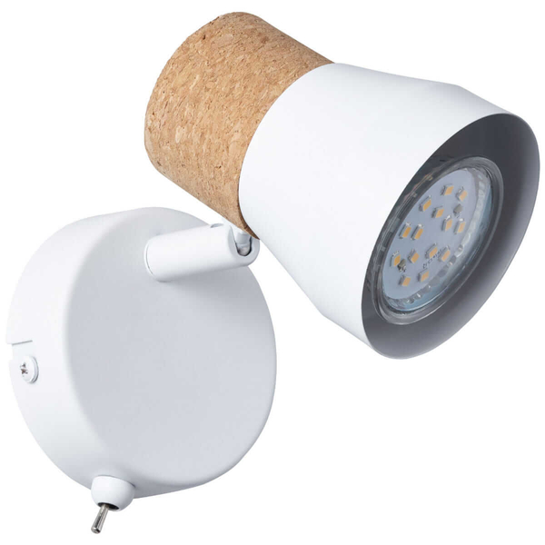 Metalowa lampa ścienna Moka 75711/75 korek biała
