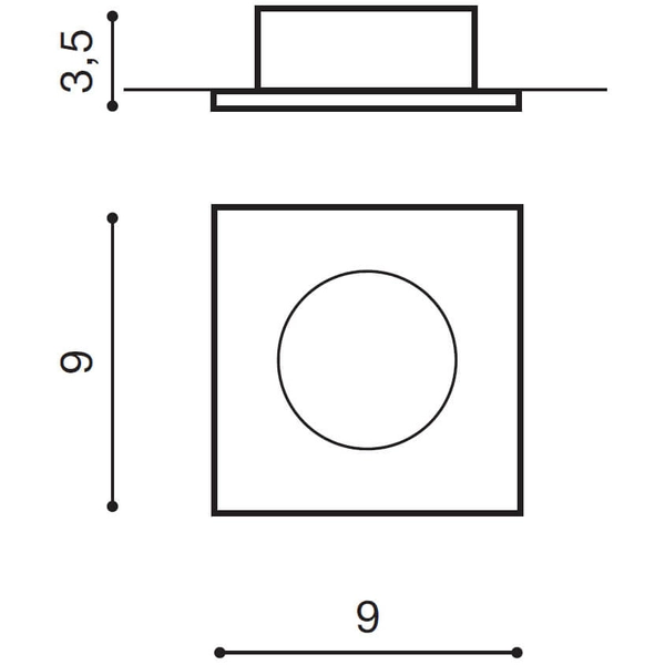 Podtynkowa lampa Ezio AZ0812 do zabudowy square czarna