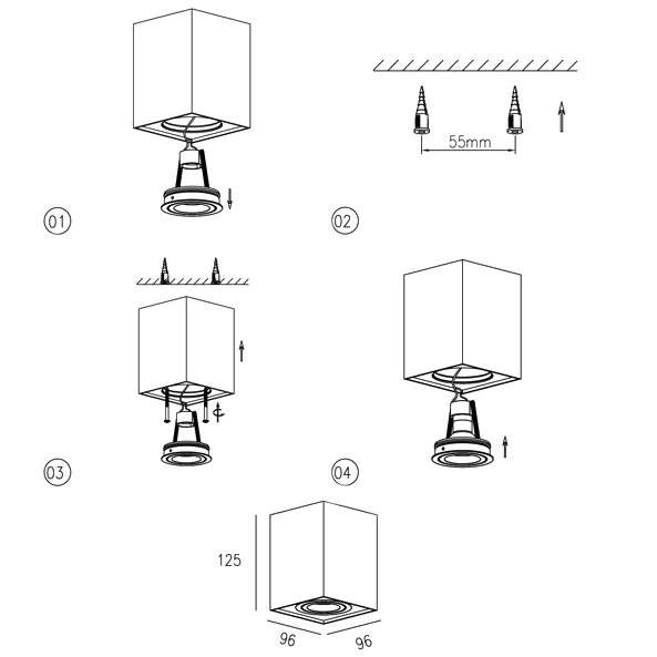 Sufitowa lampa metalowa Quadro H-SL 89200-WH minimalistyczna biała