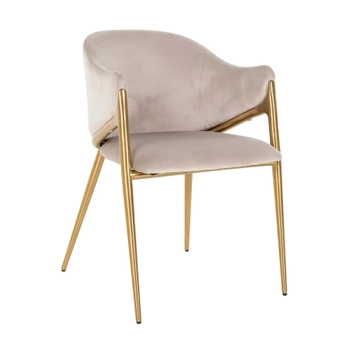 Welurowe krzesło Gwen S4544 FR KHAKI beżowe złote OUTLET