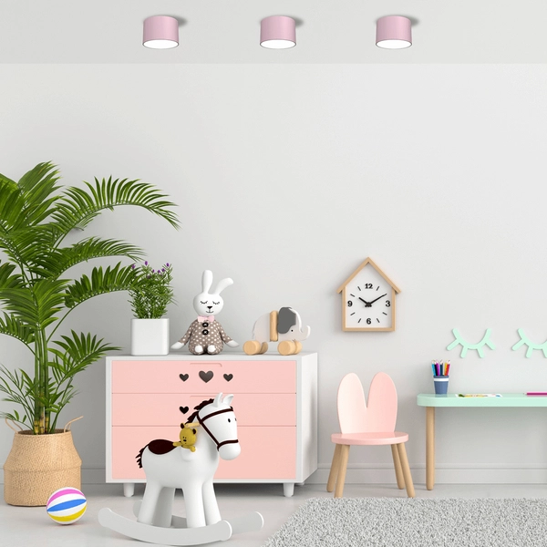 Różowa lampa natynkowa Dixie okrągły plafon do kuchni