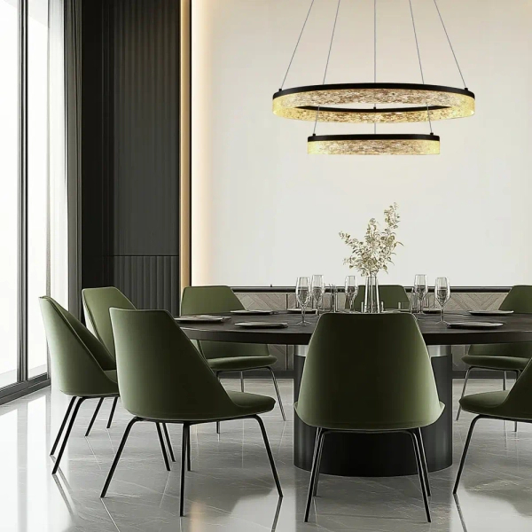 Lampa wisząca glamour Frozi 32-35561 LED 38W 3000K pierścienie czarna