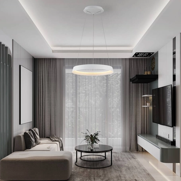 Wisząca lampa ring do sypialni BATALLAS LE44785 LED 38W 3000K biała