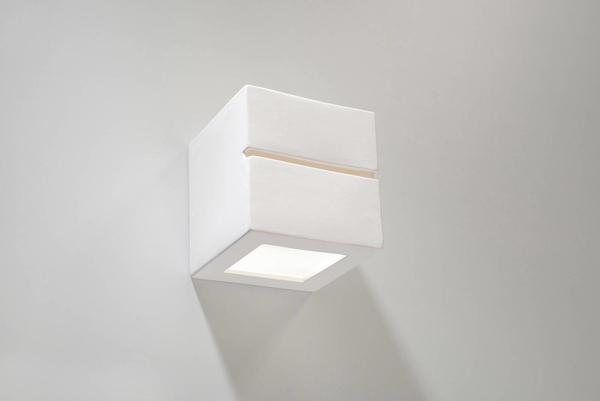 Kinkiet LAMPA ścienna SL.0230 ceramiczna OPRAWA przyścienna kostka cube biała
