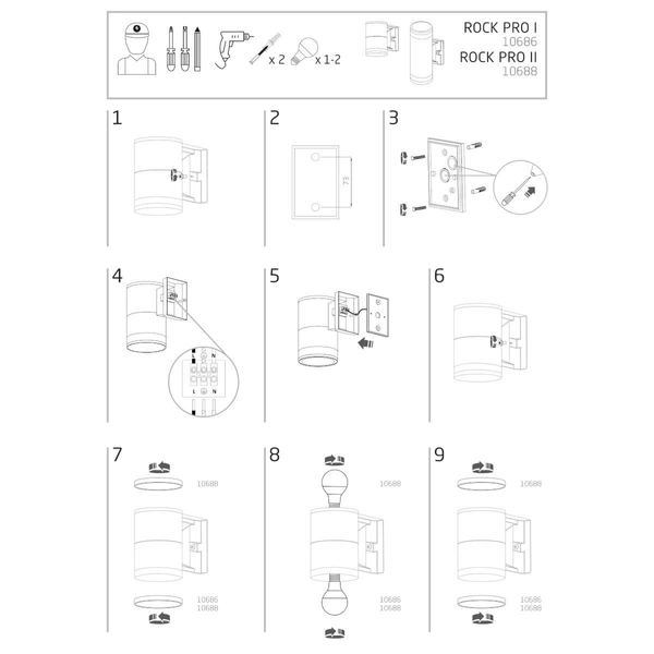 Kinkiet zewnętrzny Rock 10686 na elewację IP44 tuba metalowy grafitowy