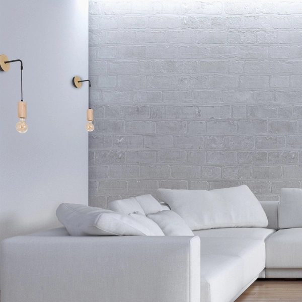 Skandynawska LAMPA ścienna LINES MLP8824 Milagro drewniana OPRAWKA na żarówkę KINKIET drewniany czarny