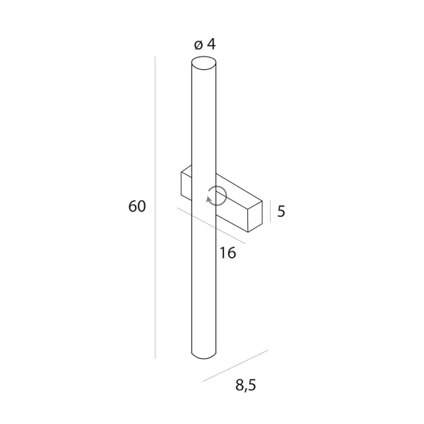Podłużna naścienna lampa Thora W0420d LED 12W 3000K IP44 czarny