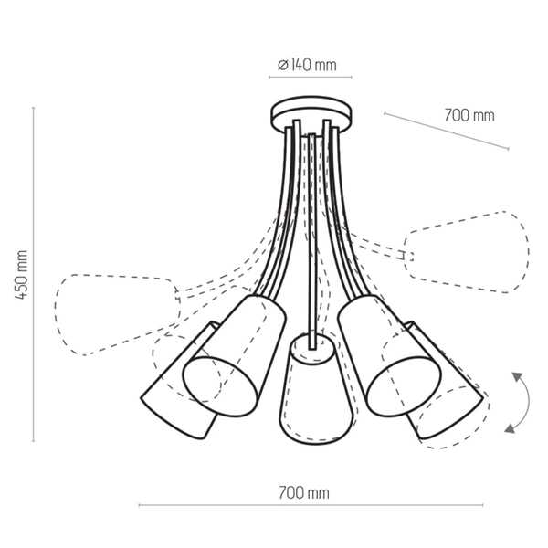 Sufitowa lampa wielopunktowa Wire 1712 TK Lighting dziecięca wielokolorowa