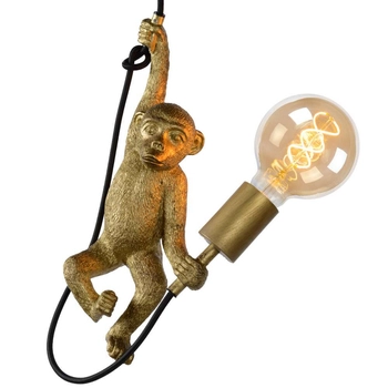 Dekoracyjna LAMPA wisząca CHIMP 10402/01/30 Lucide metalowa OPRAWA loftowy ZWIS małpka złota czarna