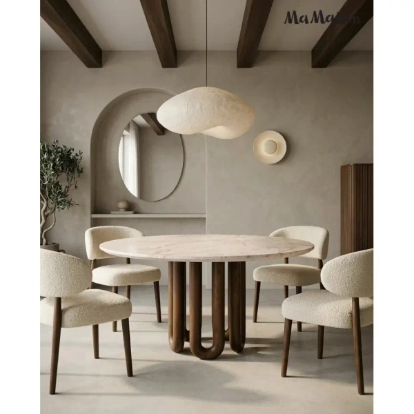 Brązowy stół CELTA MM001501100415 z drewna mango okrągły 118cm