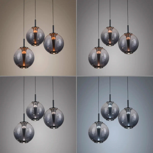 Regulowana lampa wisząca PURE E-INFINITY czarna szara 2222-15 3x7W 2200-5000K zmienna barwa