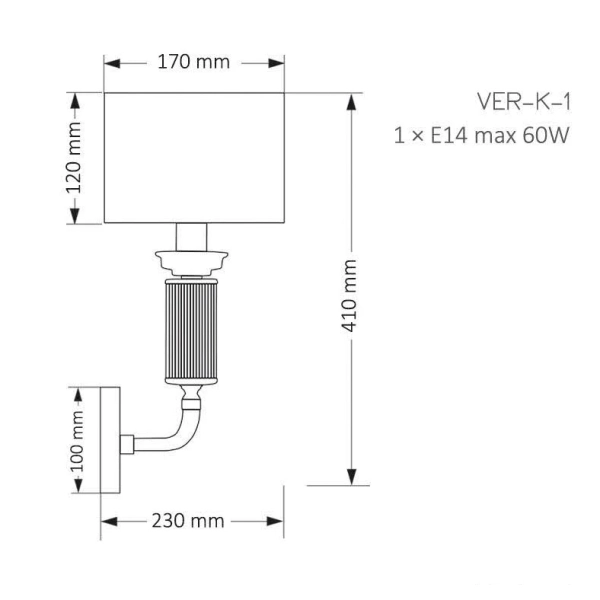Abażurowa lampa ścienna Verde VER-K-1 (N) owalna czarna nikiel