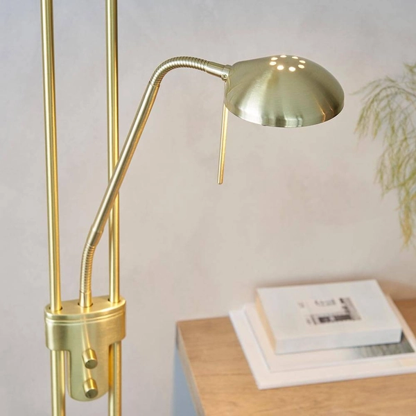 Regulowana lampa podłogowa Rome ROME-SB do czytania mosiądz biały