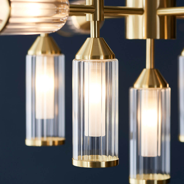 Szklana lampa sufitowa L&-1106256 tubki mosiądz przezroczysty