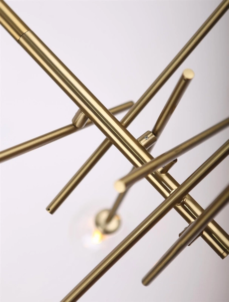 Żyrandol LAMPA wisząca LOLLIPOP P0294 Maxlight metalowa OPRAWA pręty szklane kule balls molekuły zwis mosiądz przezroczyste