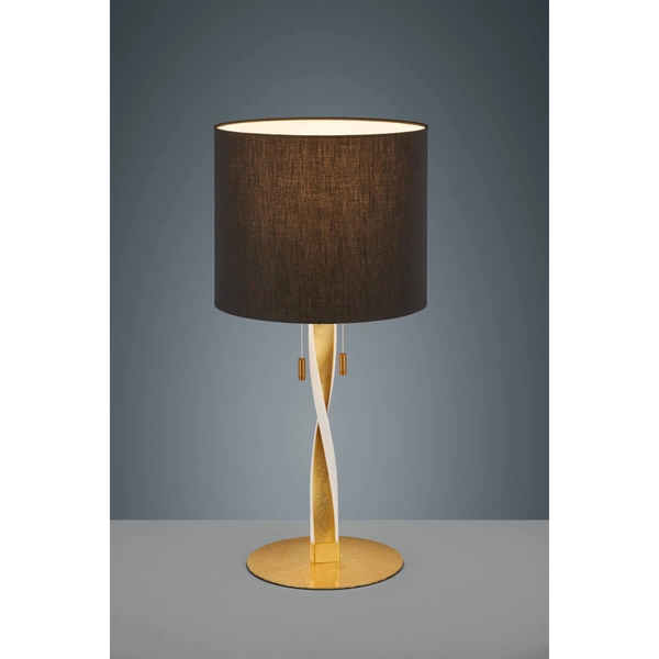 Sypialniana lampka stołowa Nandor 575310379 tkaninowa złota czarna