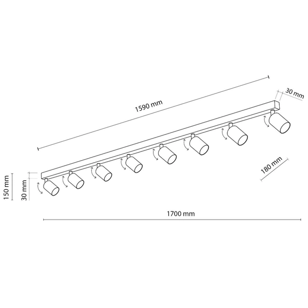 Podłużna lampa sufitowa Top 5997 rurki do sypialni złota czarna